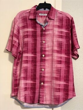 Tommy Bahama Pink Plaid Short-Sleeve Button-Down Shirt